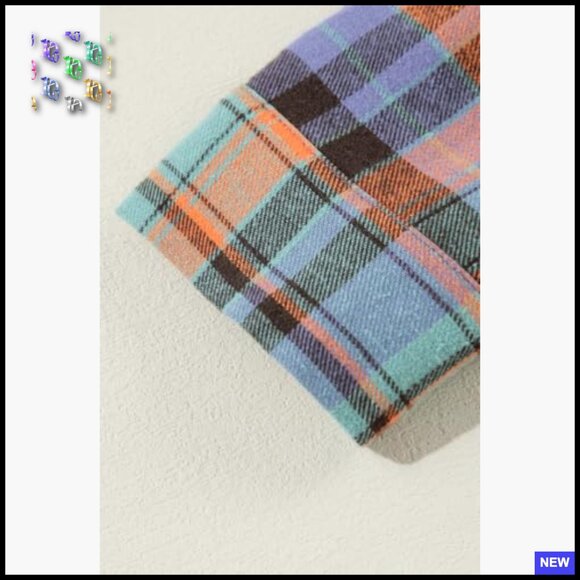 Loose Fit Boyfriend Flannel Shirt Classic Plaid Button Down Blouse Top - Picture 2 of 7